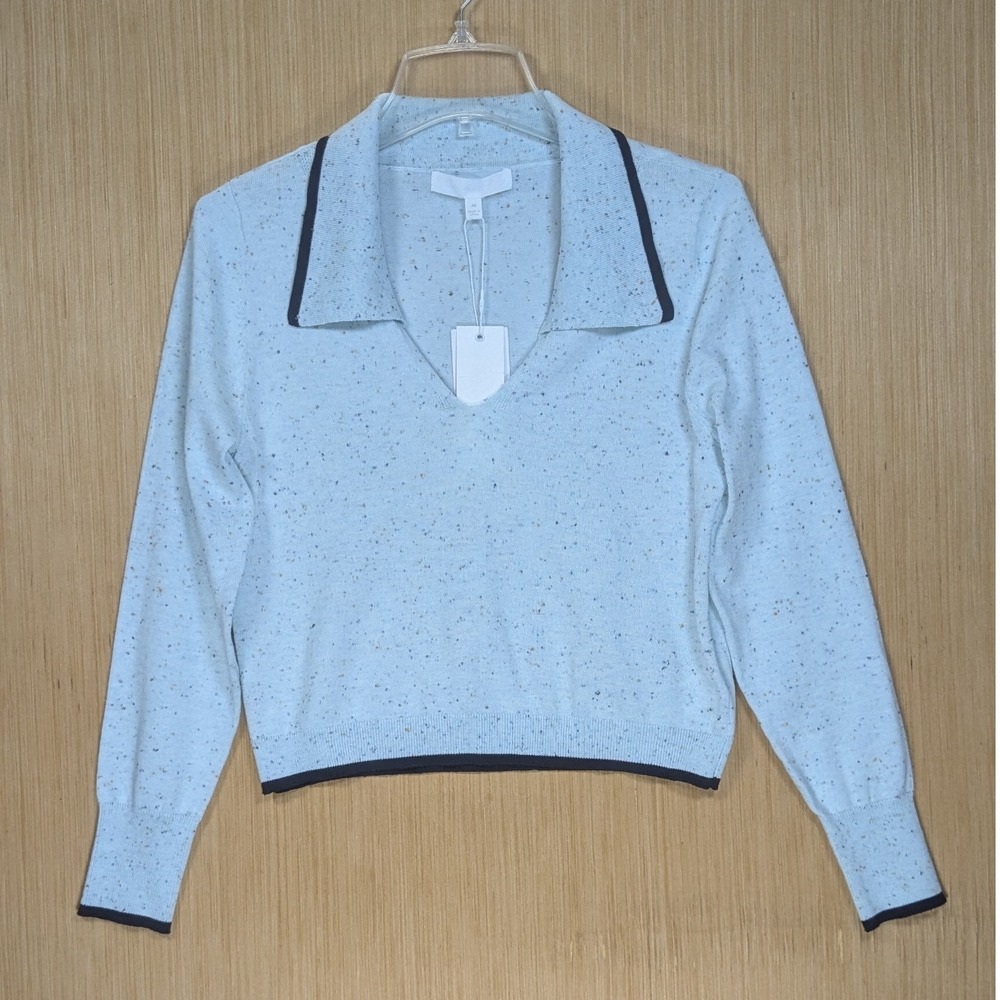 Allison Joy Knit Sweater Top Blue V Neck Pullover Preppy Soft Girl Womens Medium